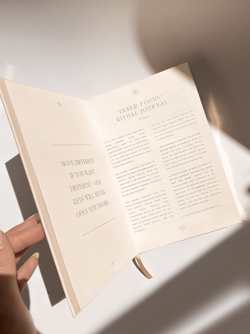 Inner Focus Linen Ritual Journal, Beige