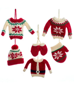 3.5" Knit Sweater/Hat/Mitt Ornaments