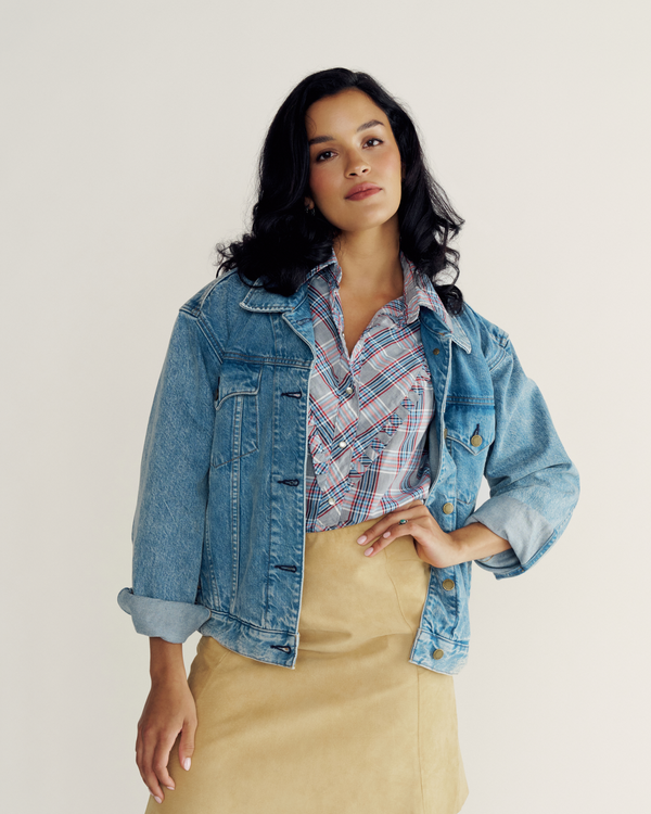 Women's Denim Trucker Jacket - Medium Wash