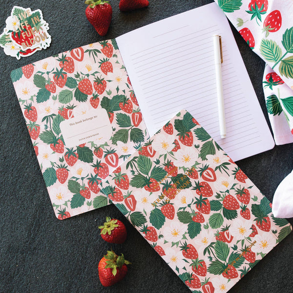 Live Life in Full Bloom Strawberry Patch Stitched Notebook