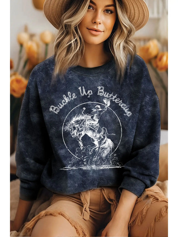 Buckle Up Buttercup Mineral Graphic Brushed Sweatshirt