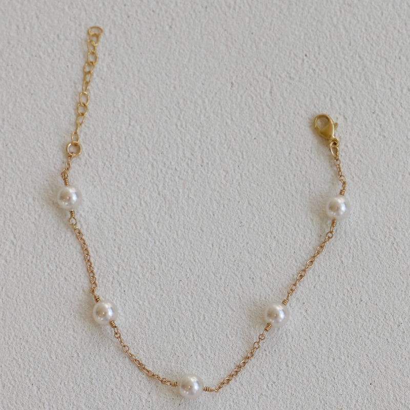 Gold Pearl Station Bracelet