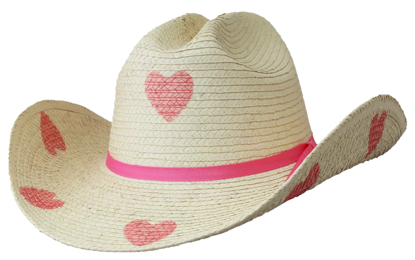Kid's Cattleman Hat - Pink Hearts