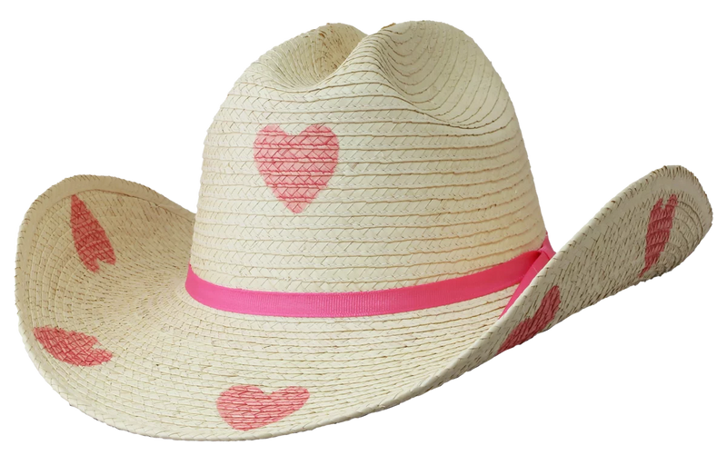 Kid's Cattleman Hat - Pink Hearts