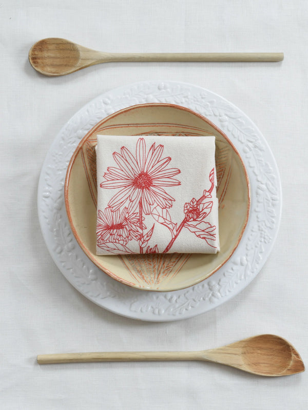 Organic Cotton Calendula Tea Towel - Floral Print