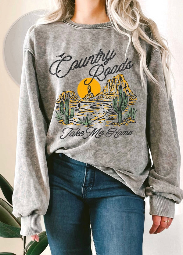 Country Road Take Me Home Mineral Graphic Terry Sweatshirts