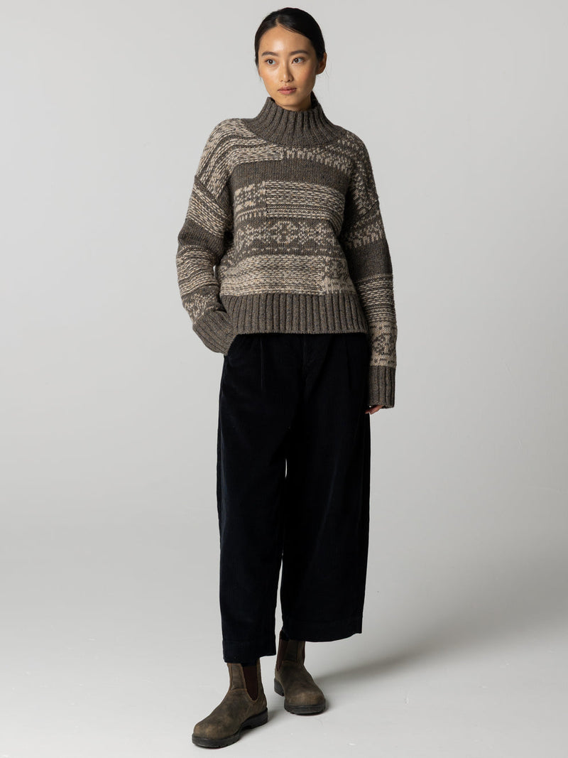 Idless Broken Fair Isle Jumper - Brown/Oatmeal