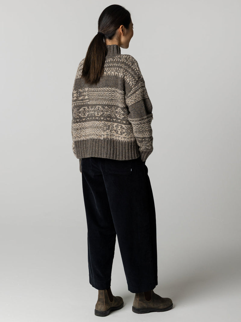 Idless Broken Fair Isle Jumper - Brown/Oatmeal