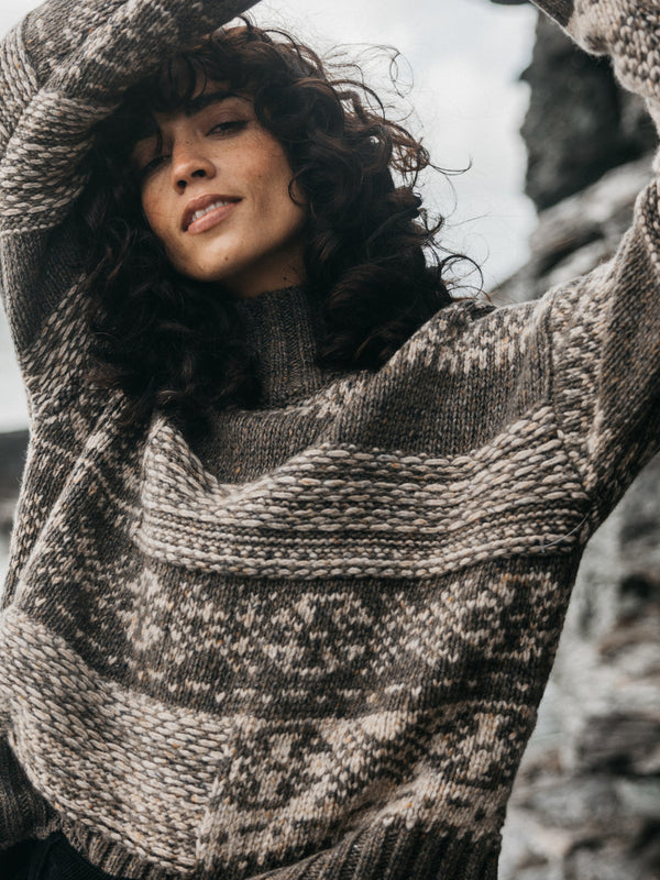 Idless Broken Fair Isle Jumper - Brown/Oatmeal