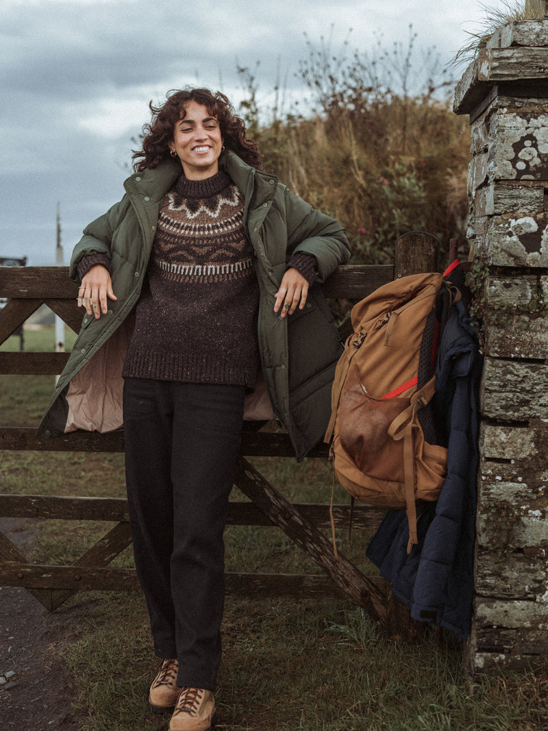 Porth faire-Isle Yoke Jumper - Burnt Umber/Caramel