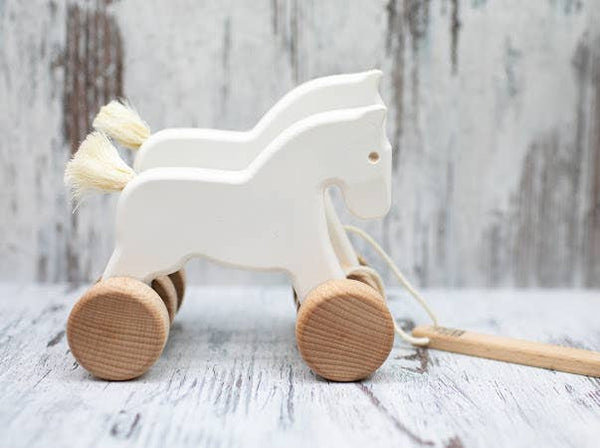BAJO Double Horses Pull Toy  White