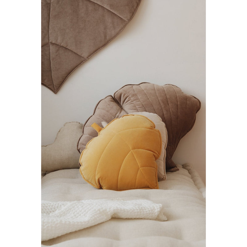Honey Velvet Leaf Pillow