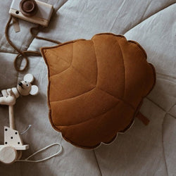Caramel Linen Leaf Pillow