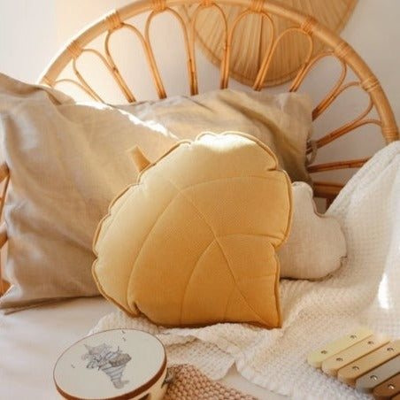 Honey Velvet Leaf Pillow