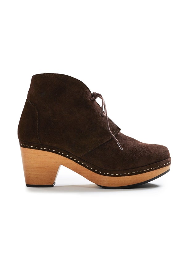 LISA B. SMOOTH TOE SUEDE BOOTIE CLOGS