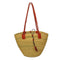 Woven Grass Shoulder Bag with leather handle