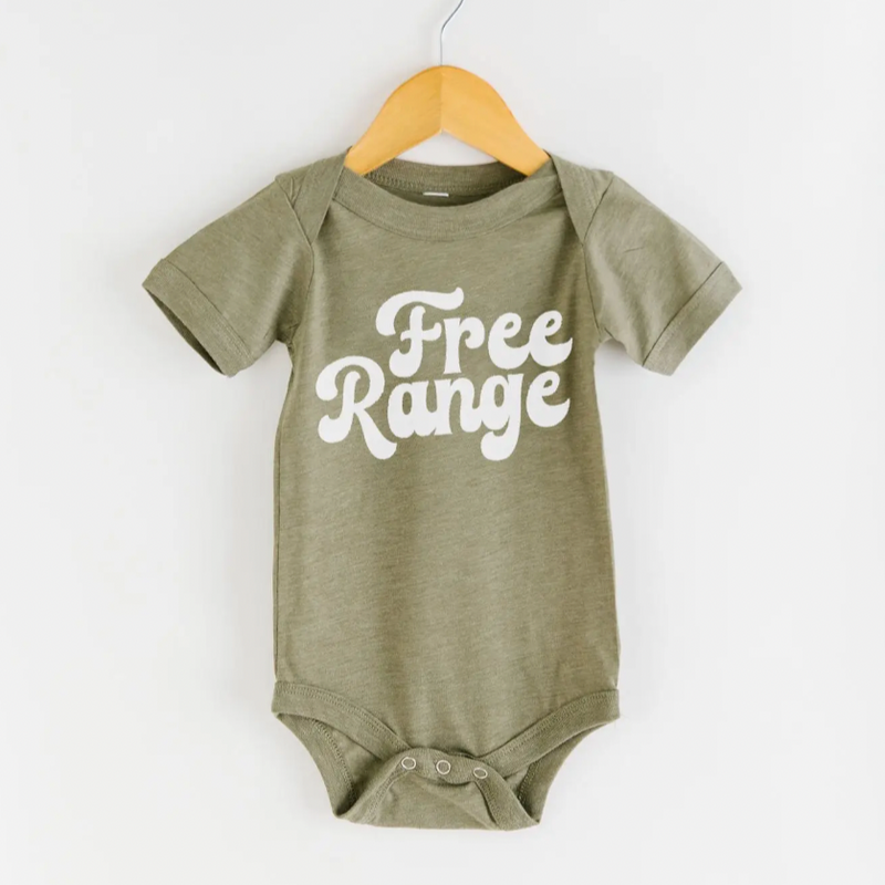 Free Range Baby Bodysuit in Mauve, Mustard & Olive