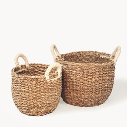 Korissa Savar Basket with White Handles