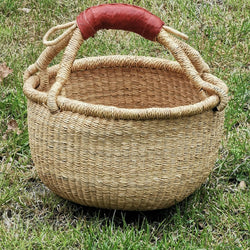 G-150N Large Mini Round Baskets with Leather Handles
