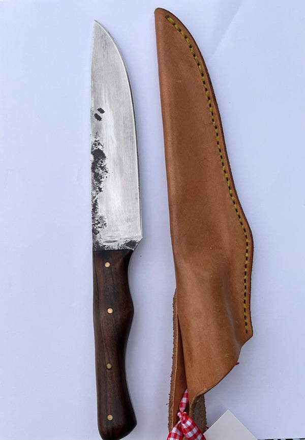 Handmade Knife No. 1 with Veggie Tanned Leather Sheath by Parker Litwin