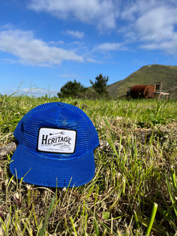 Blue Mesh 5 Panel Heritage Hat with Patch
